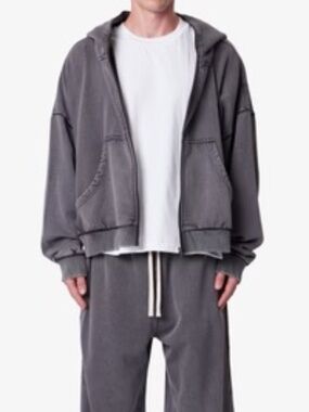 MNML Charcoal Gray Full-Zip Hooded Sweatshirt size Medium